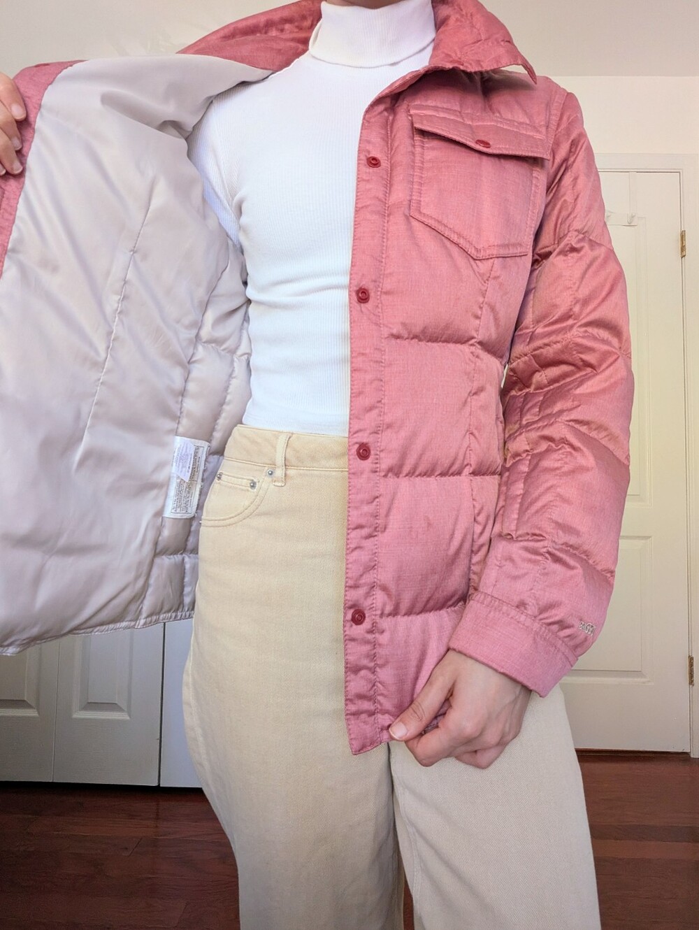 Eddie Bauer Quilted Down Puffer Jacket in Dusty Rose